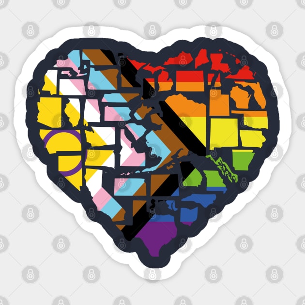 Intersex-Inclusive Progress Pride Flag Shirt Love Not Hate 2SLGBTQ+ Pride in All 50 States Gay Pride Shirts Queer Pride Bisexual Pride Sticker by Yesteeyear